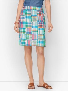Talbots Patchwork A-Line Plaid Cotton Skirt - size 2
